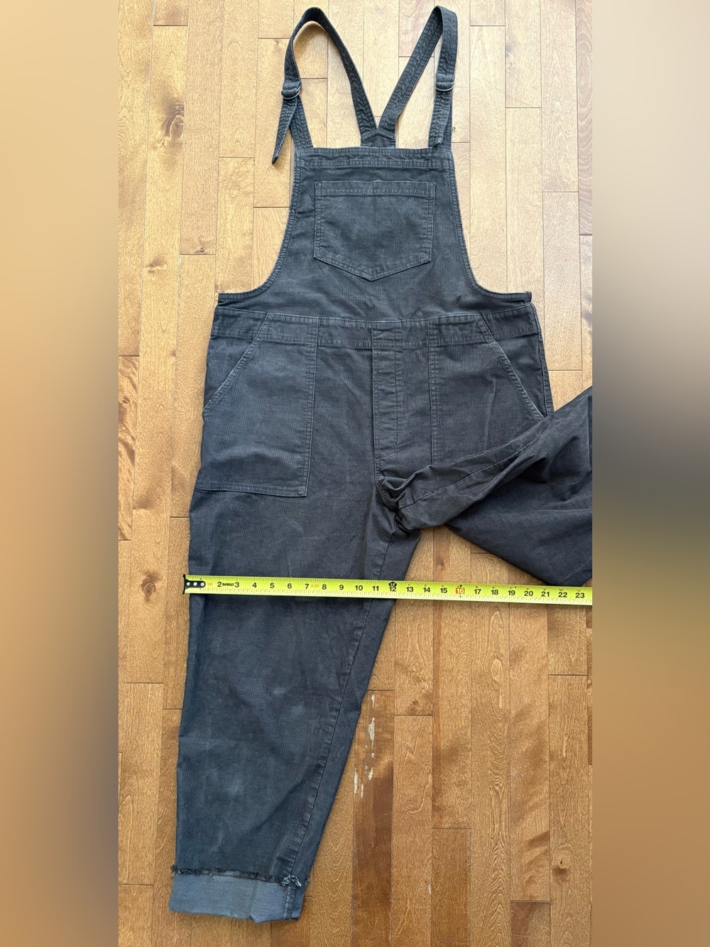 Aerie Corduroy Stretch Overalls Charcoal Grey – Women's Size Large - Picture 7 of 9